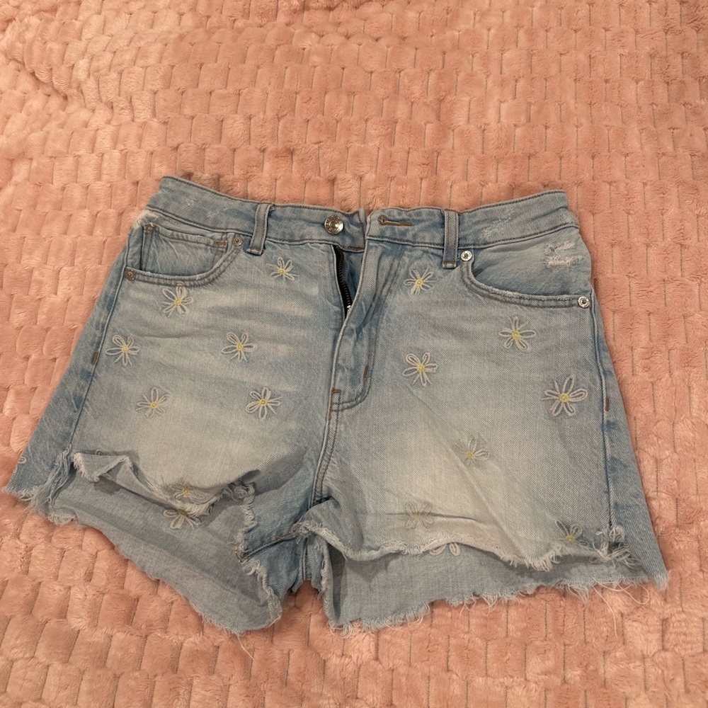 American Eagle Outfitters Light Blue Floral Jean Shorts